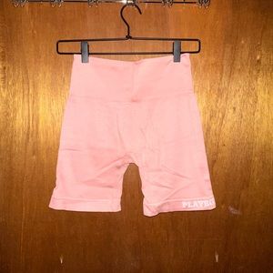 pink playboy biker shorts